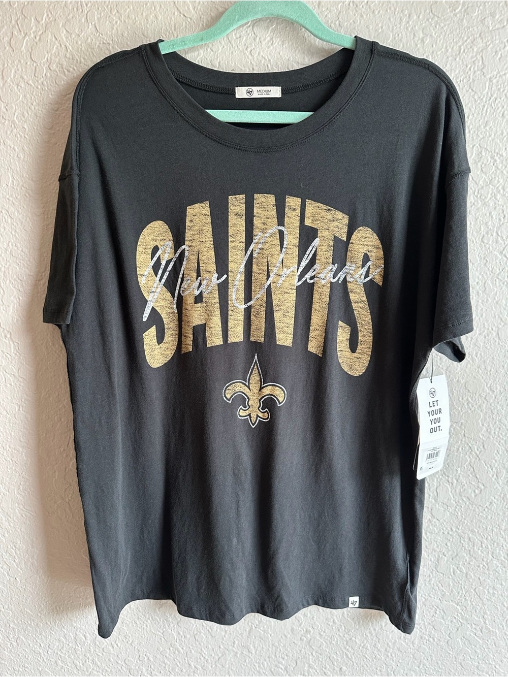 NWT New Orleans Saints ‘47 Brand Black Oversized T-Shirt - Women’s Medium NFL